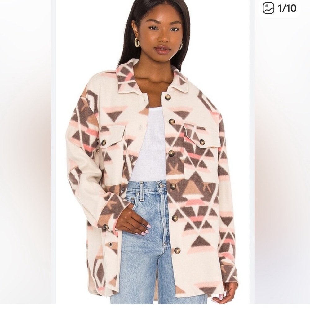 Sanctuary Women's Southwestern Aztec Utility Jacket - Pink and Brown